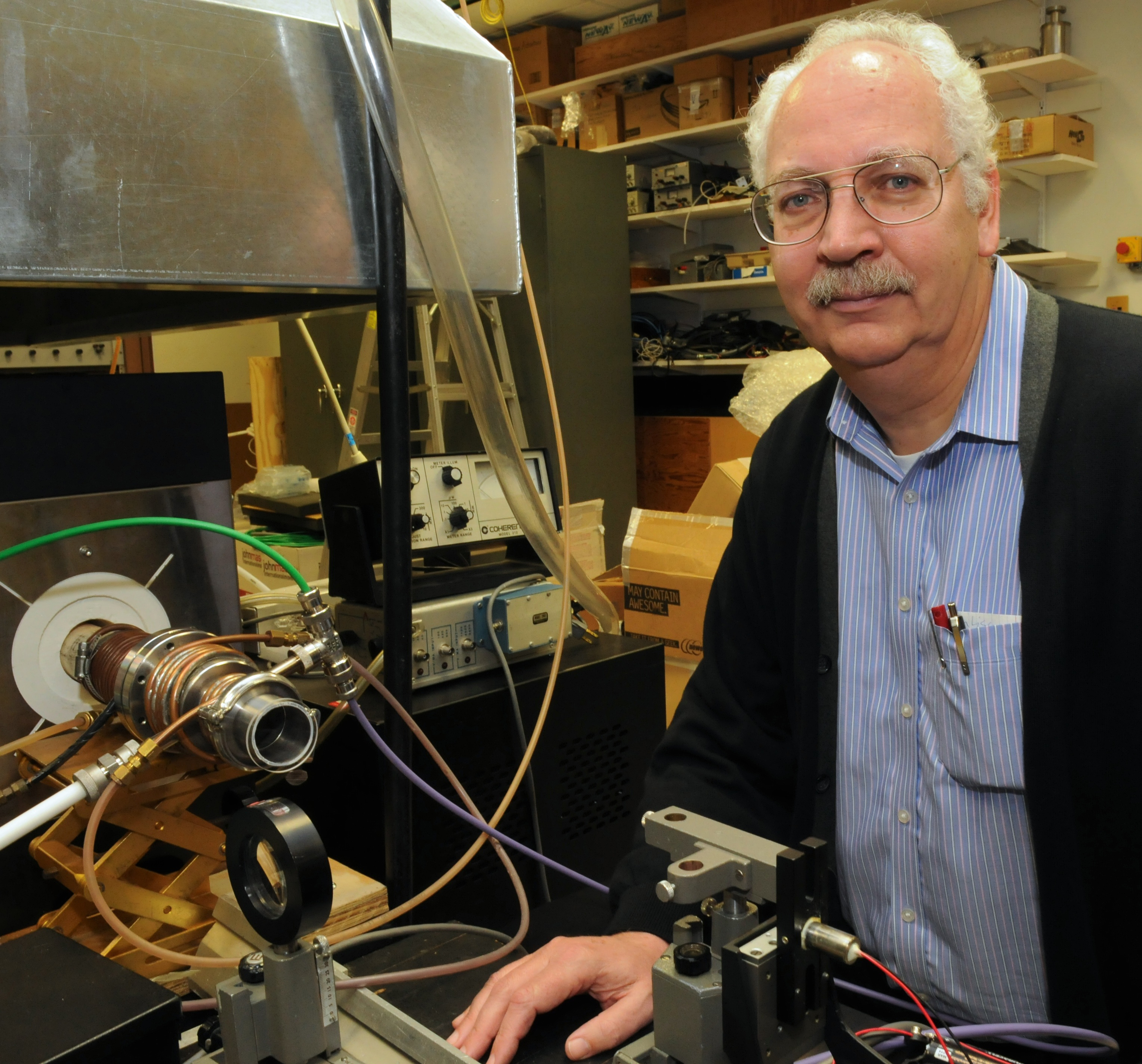 Photo of ODU chemist Peter Bernath in his lab