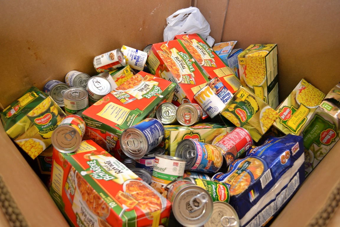 Canned and boxed food donations