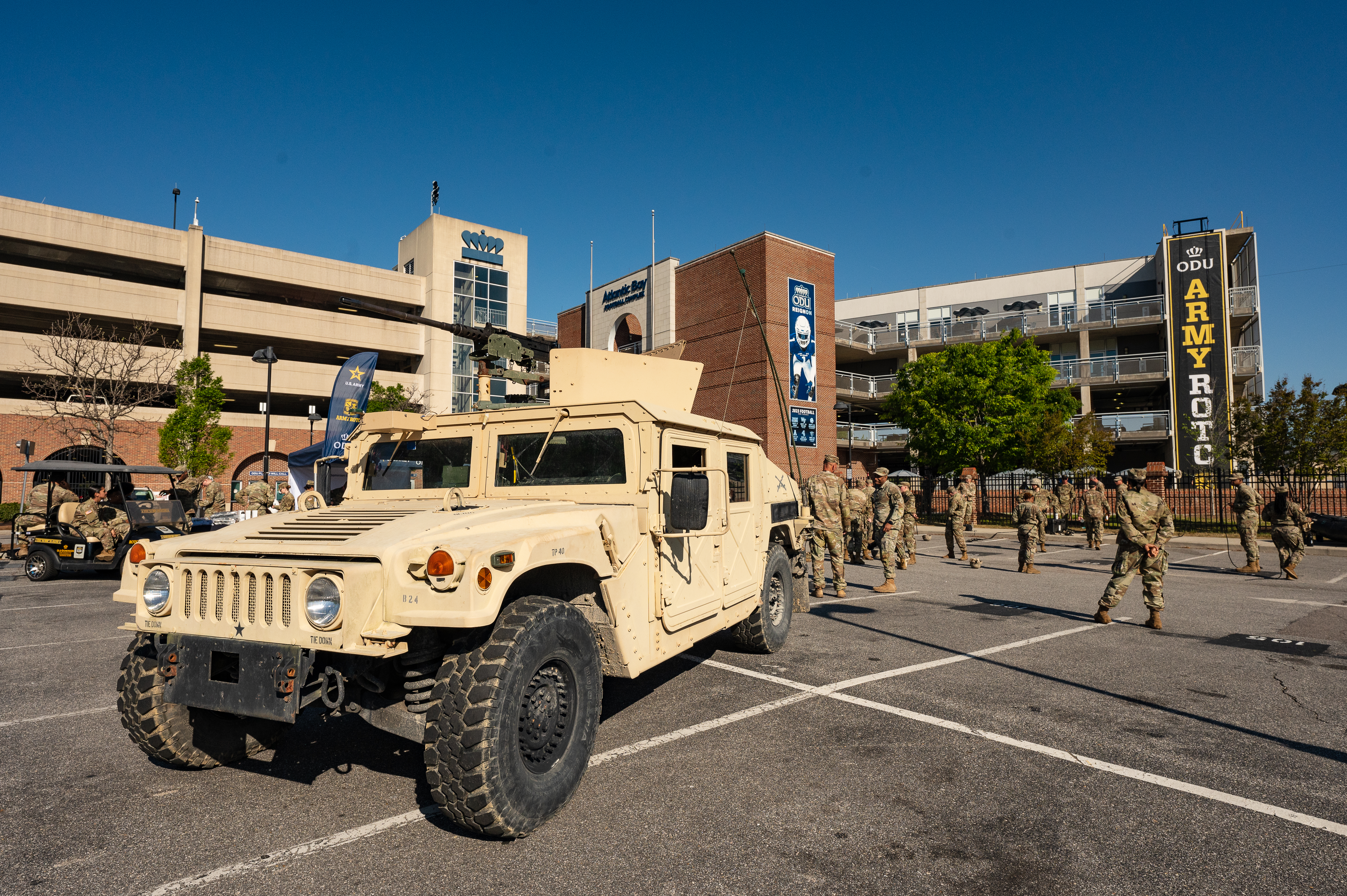 Army ROTC set up in ODU parking lot