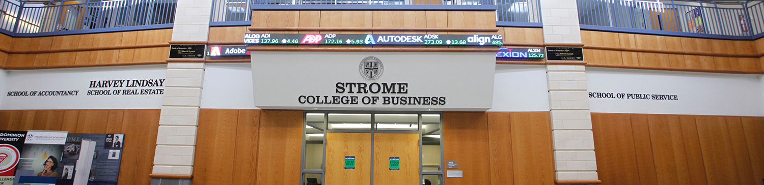Strome College of Business Interior Doors and ticker
