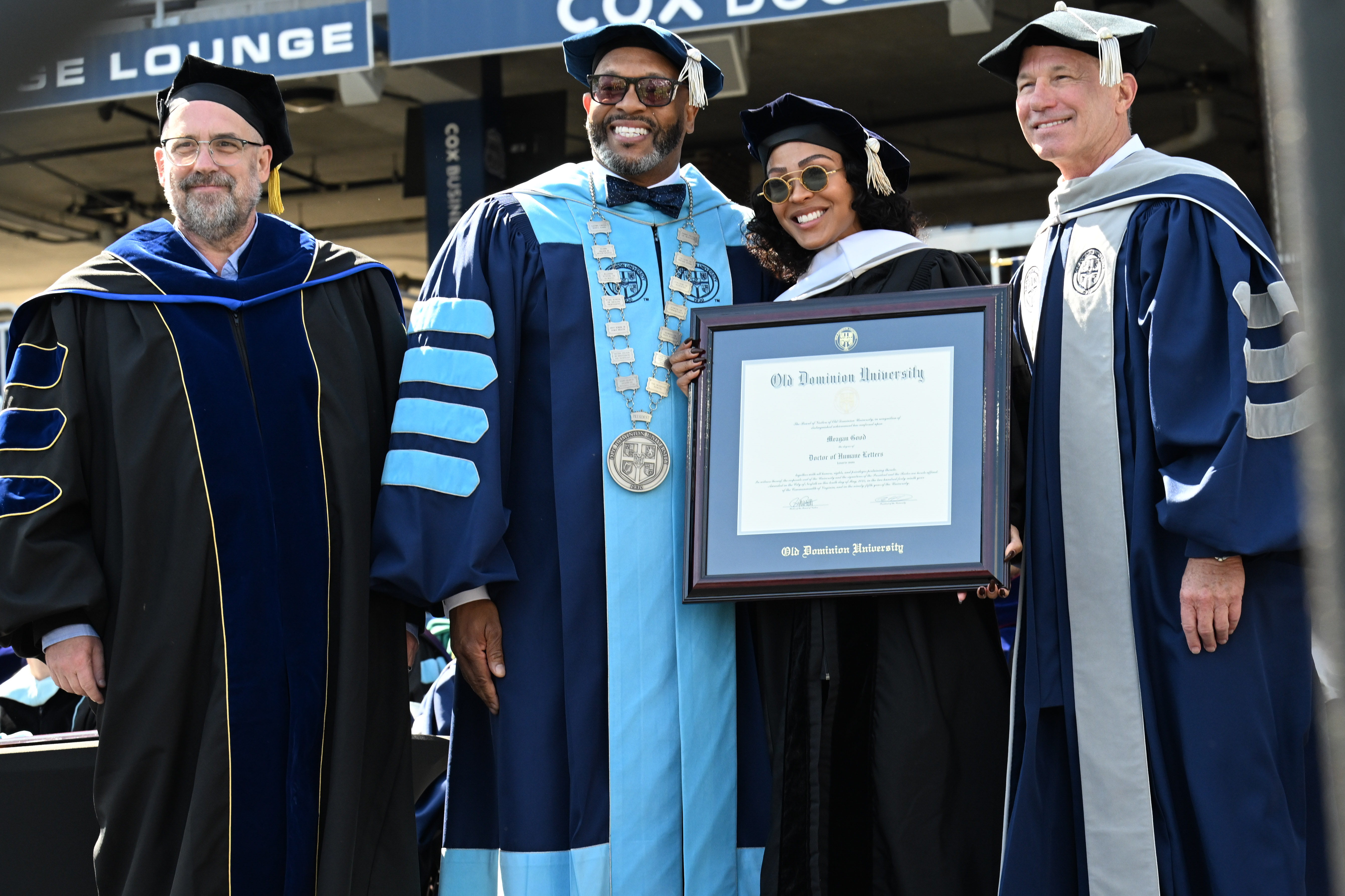 Brian Payne, President Hemphill, Meagan Good and Murry Pitts.