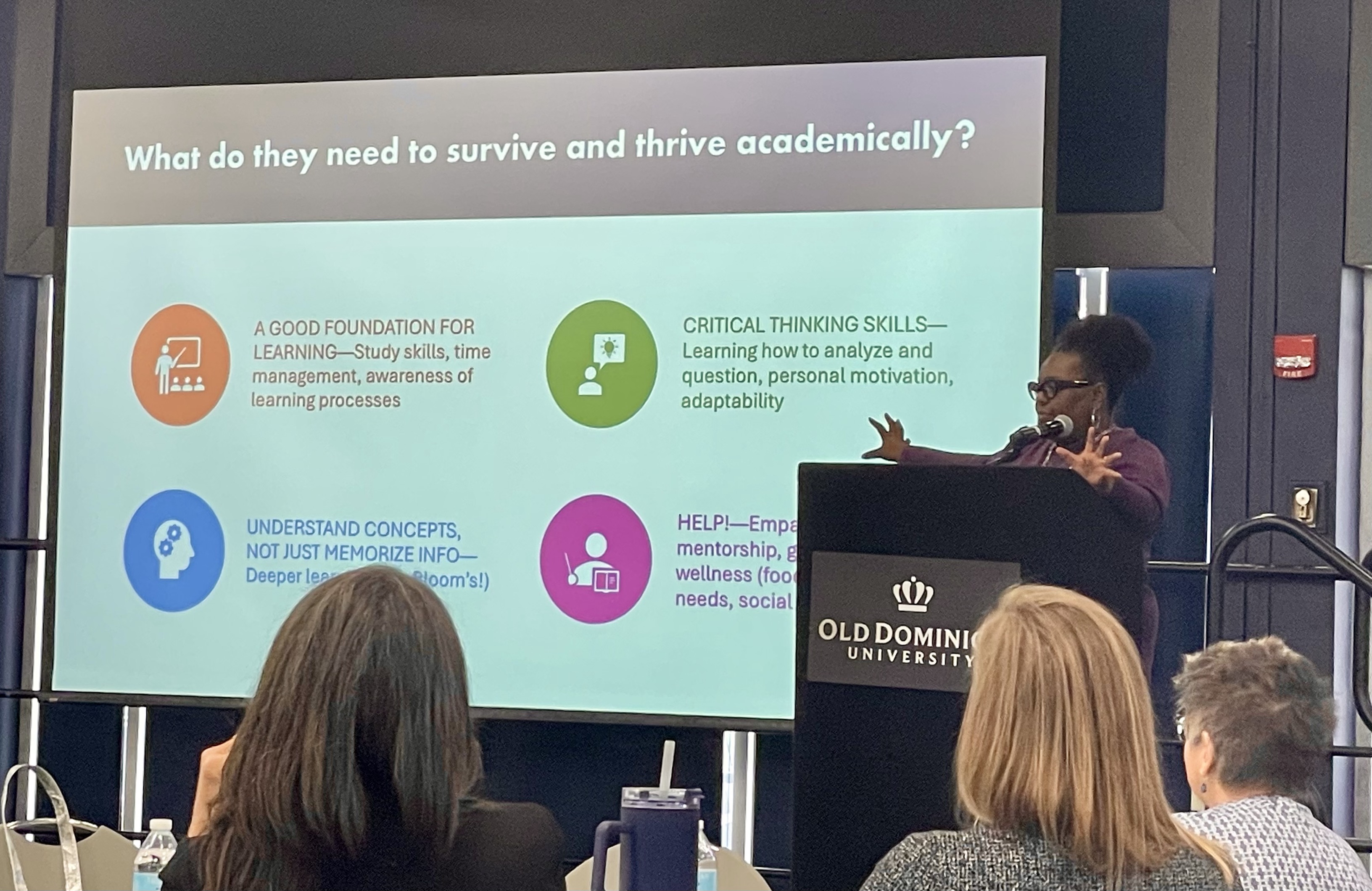 General Education Reform member presents slideshow during meeting.