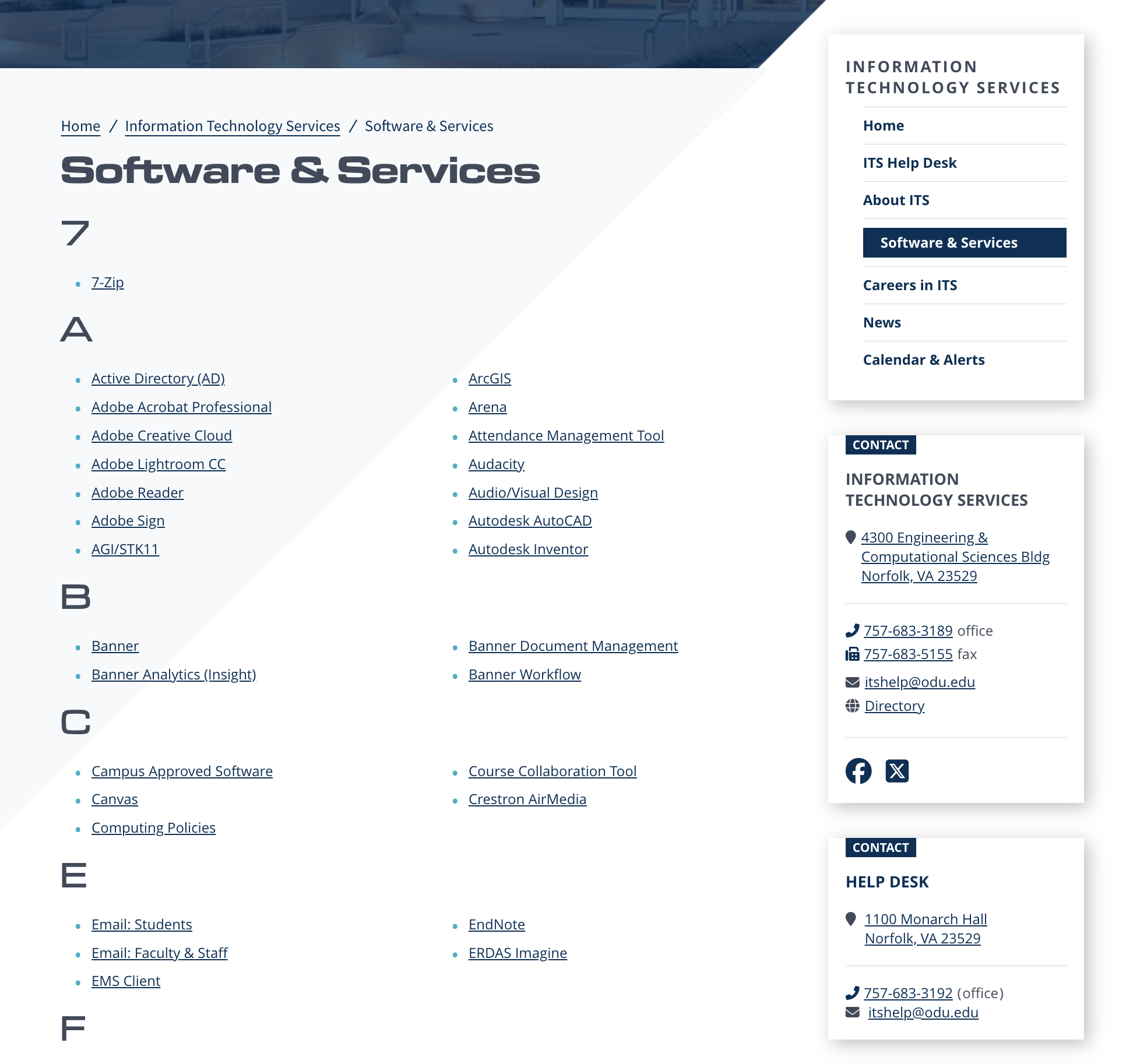 ITS Software & Services page