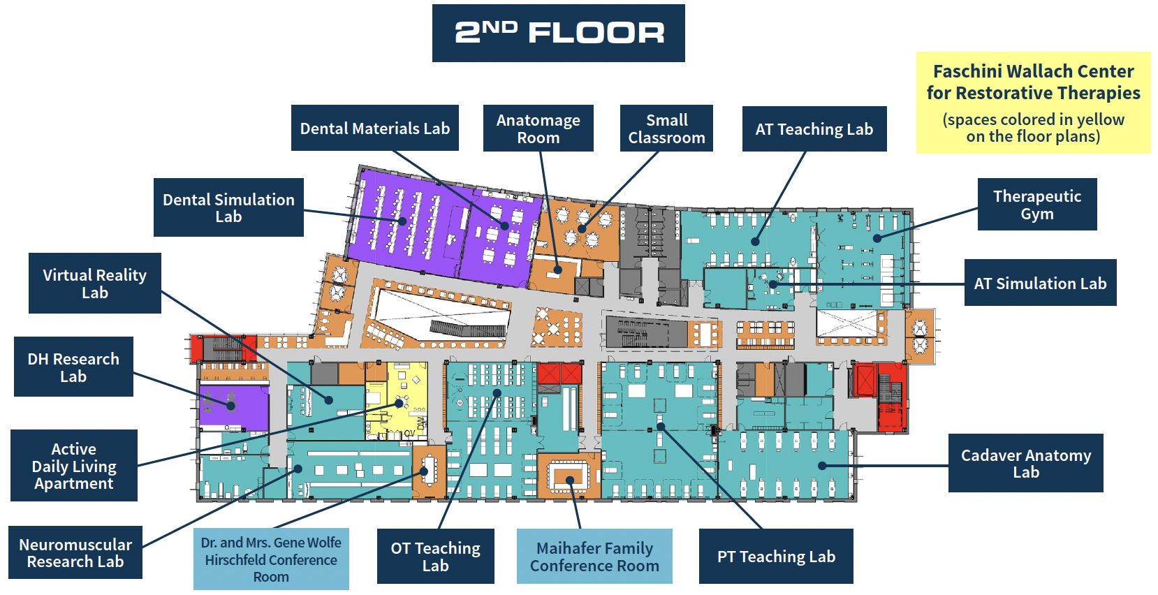 Map shows second floor of new ODU Health Sciences building.