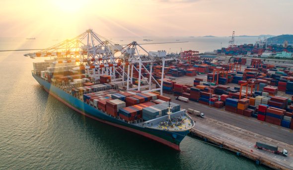 Cargo ship at dock