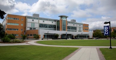 Photo of the outside of Perry Library on ODU's campus.