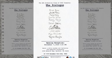 Paper shows text, 'The Prologue,' along with a list of names