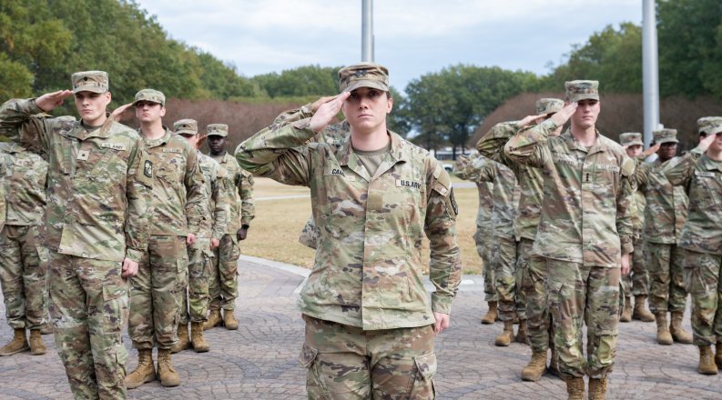 U.S. soldiers saluting