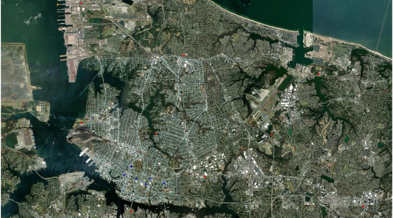 Photo of a grid map displaying flooding in Norfolk.