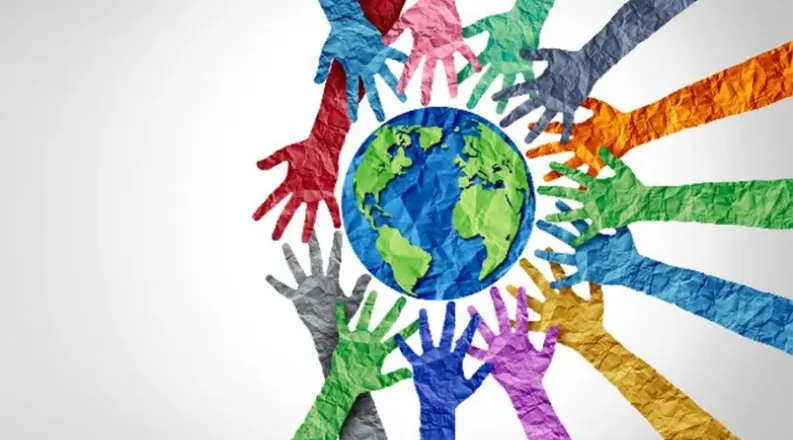 hands around a globe