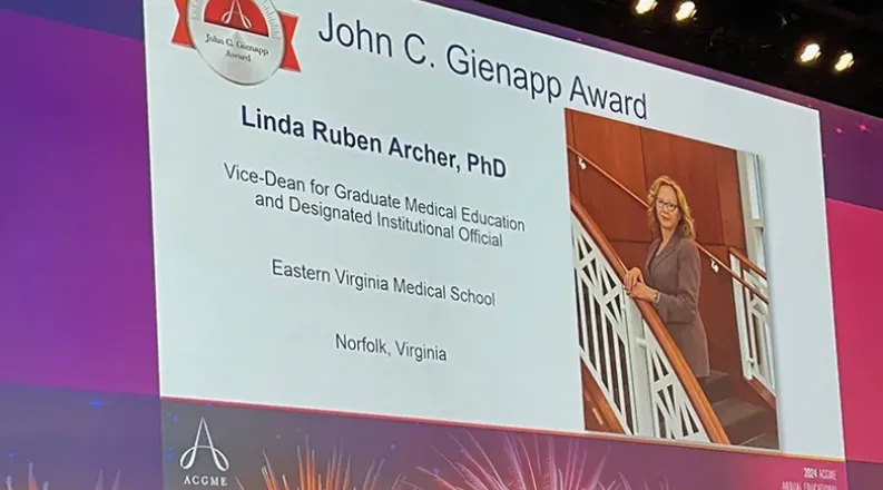 slide announcing winner of award.