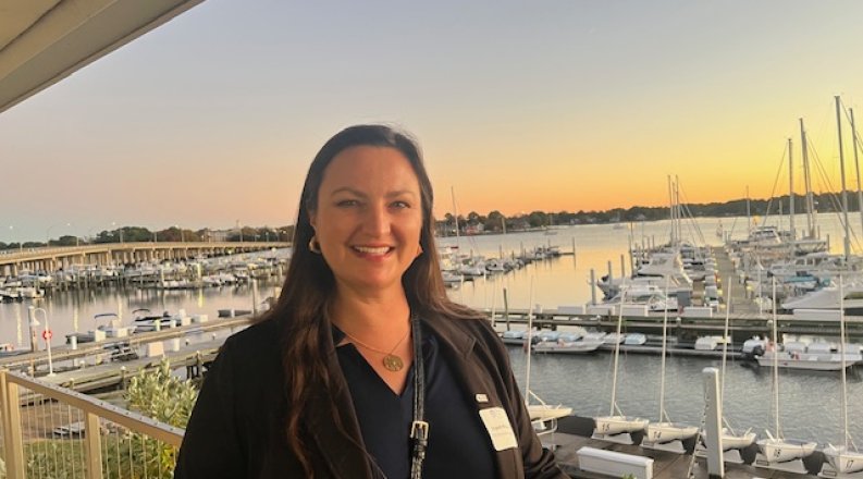 Elspeth McMahon at marina.