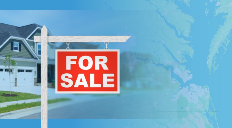 For Sale sign atop map SE Virginia regional map