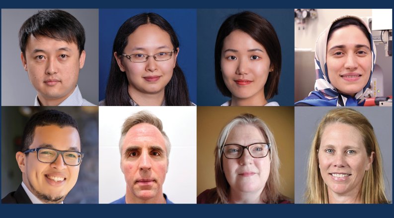 Top row, left to right: Ronnie Wang, Lisa Wang, Qing Tang and Lobat Tayebi Bottom row, left to right: Ambrosio Valencia-Romero, Charles Lowe, Shelly Mann and Kristin Eden