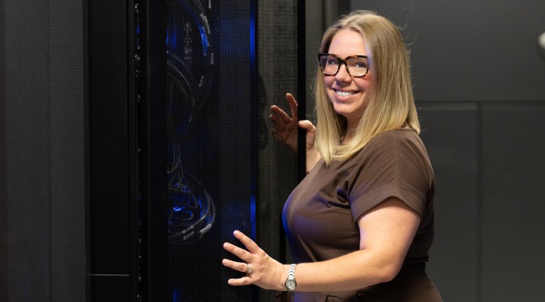 Woman standing in server room