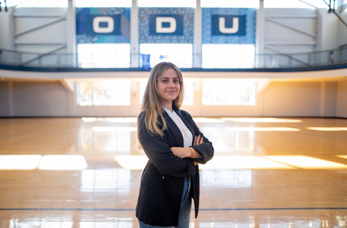 Woman posing in a gymnasium