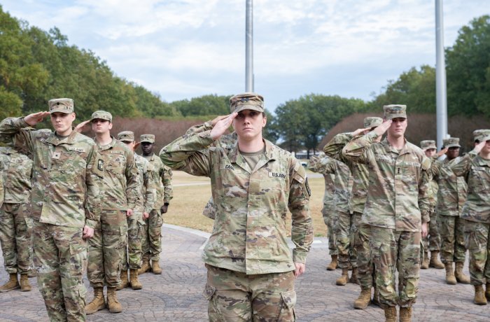 U.S. soldiers saluting