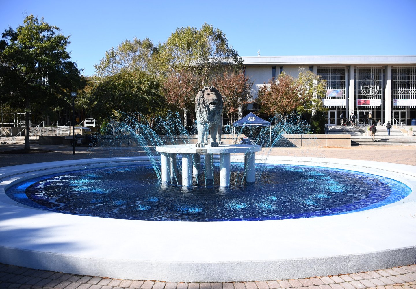 Homecoming Week Blue Fountain