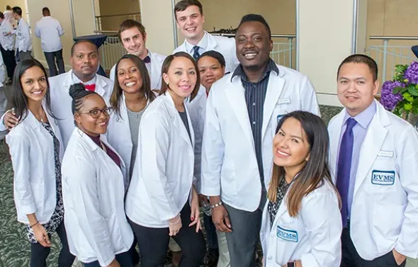 Physician Assistant students pose for a group photo at the W