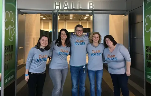 Team EVMS members pose for a photo at the Shamrock Marathon 