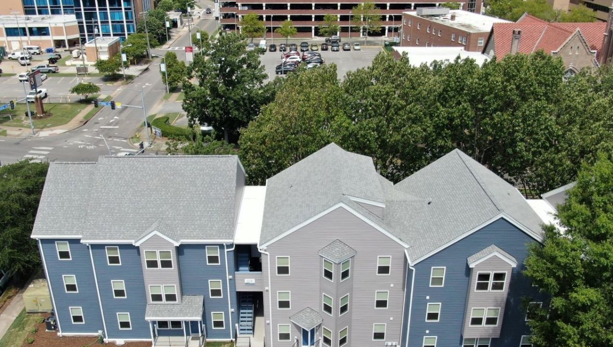 Front view of buildings 614 and 612.