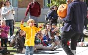 Valentine Laubach is excited to see the pumpkin didn't smash in the crate his school designed in 2018.