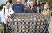 Competitors in the 2014 Pumpkin Drop created a cushioning device of cardboard and seatbelts.