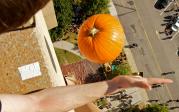 A bird’s-eye view of a pumpkin beginning its freefall in 2012.