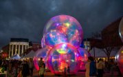 Giant, inflatable bubbles on ODU's campus.