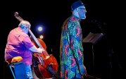 Tim Seibles and bass player Chris Brydge on stage.