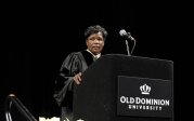Lt. Gen. Donna W. Martin ‘88, the 67th inspector general of the U.S. Army spoke at the 9 a.m. ceremony for the Darden College of Education and Professional Studies, Batten College of Engineering and Technology, College of Sciences and School of Cybersecurity. Photo Chuck Thomas/ODU