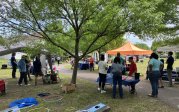 Students and faculty at a outdoor event