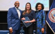 President Brian O. Hemphill and Vice President September Sanderlin with Monarch Values Award winner Lane Torbert at the Monarch Milestones Celebration on April 10, 2025.