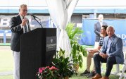 Old Dominion University Director of Athletics Wood Selig speaks at the groundbreaking celebration for the Ellmer Family Baseball Complex.