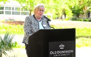 Dean Gail Dodge, College of Sciences, speaking at groundbreaking event.