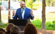 President Brian Hemphill speaking at groundbreaking event.