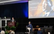 Jonathan C. Zur, president and CEO of the Virginia Center for Inclusive Communities, speaks on January 29 at Old Dominion University’s 41st Annual Martin Luther King Jr. Observance.