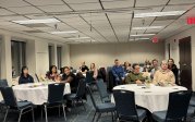 gathering of people at tables