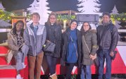 students at a tree farm
