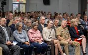 An audience of nearly 500 gathers in conference room to attend the as part of the Waldo Family Lecture Series on International Relations.