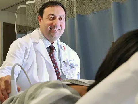 Dr. Alfred Abuhamad performs an ultrasound.