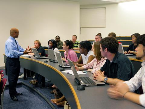 Professor and students in classroom