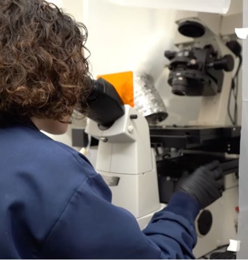 Erin Purcell using a piece of chemistry equipment