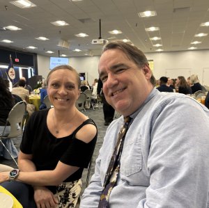 Angela Willson poses with Senior Lecturer Jim Van Dore at the Student Honors and Awards Dinner, May 8, 2025. Photo ODU