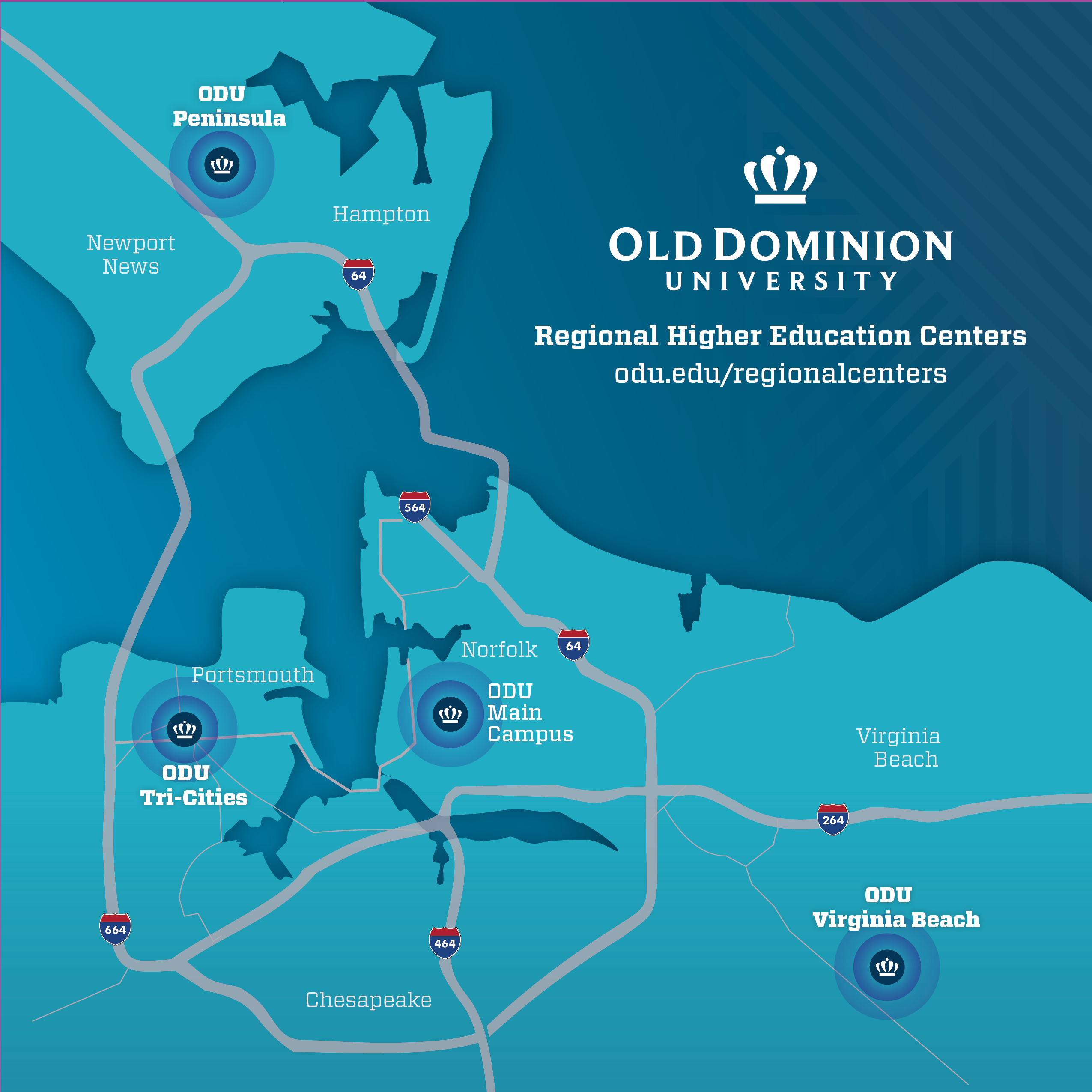ODU Regional Higher Education Centers map